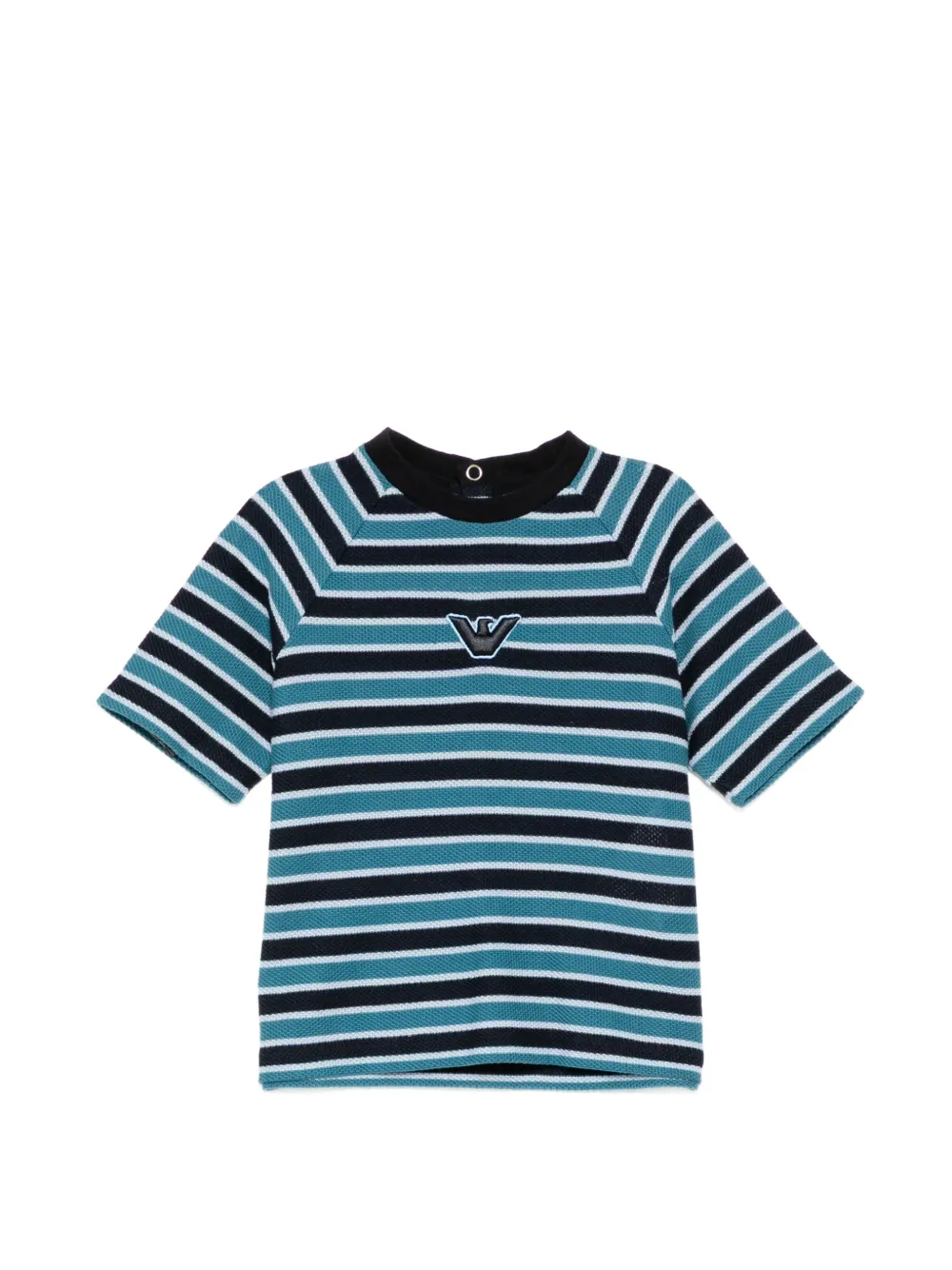 Emporio Armani Kids eagle striped T-shirt - Blu