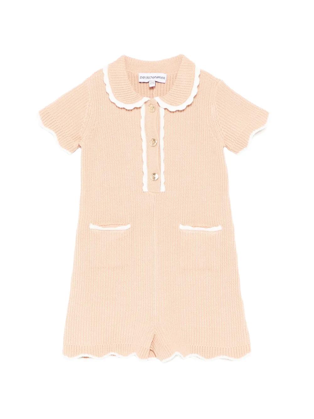 Emporio Armani Kids scalloped collar short-sleeve playsuit - Rosa