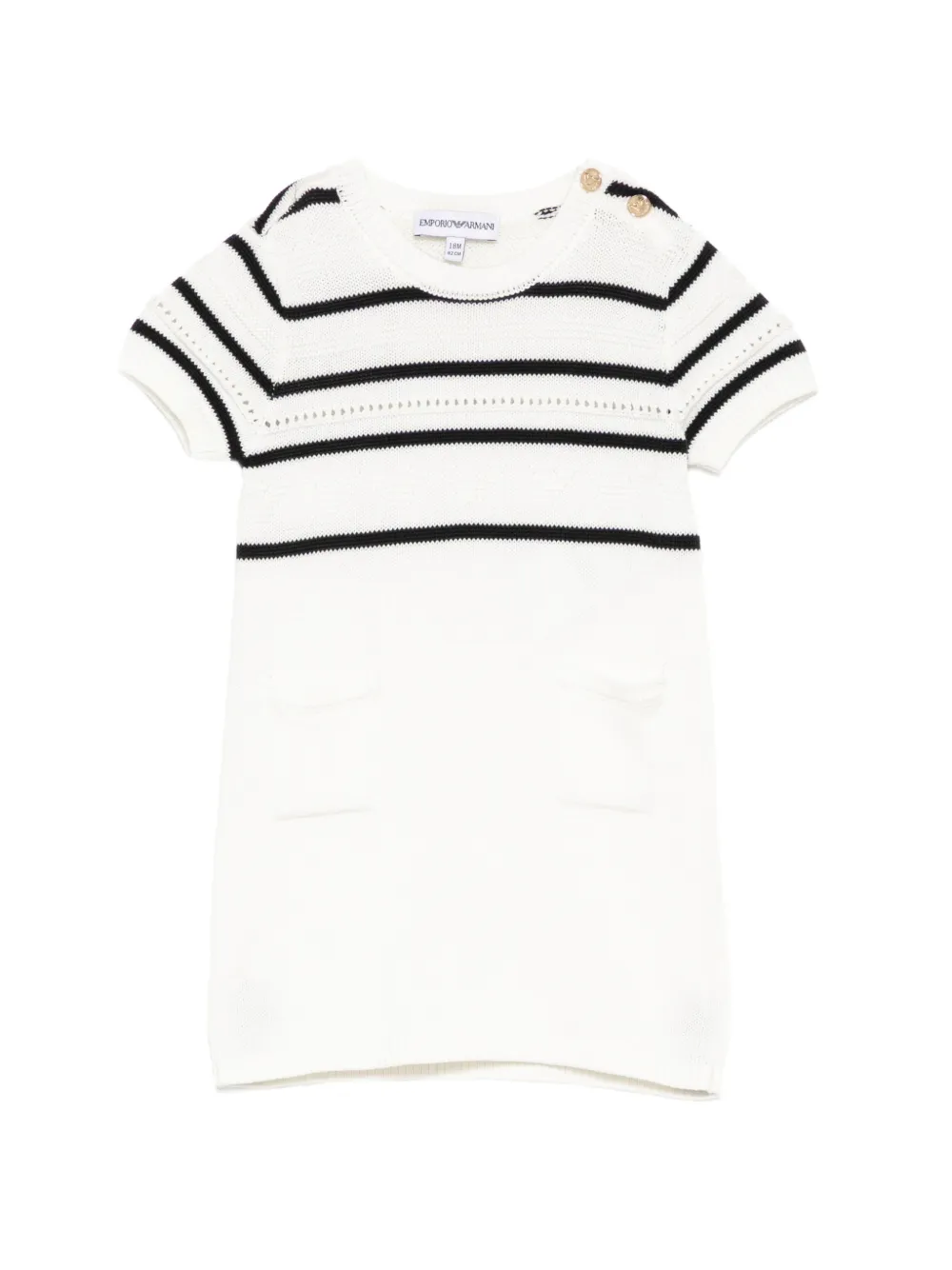 Emporio Armani Kids eagle motif striped dress - Bianco