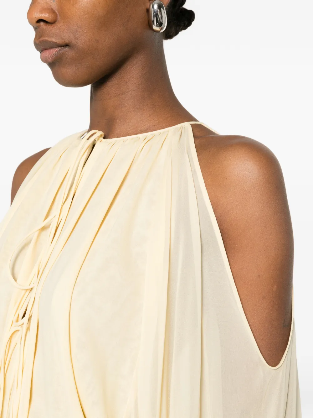 THE ANDAMANE Top met open schouders en trekkoord Beige