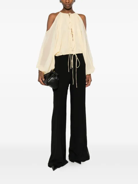 THE ANDAMANE cold-shoulder drawstring top