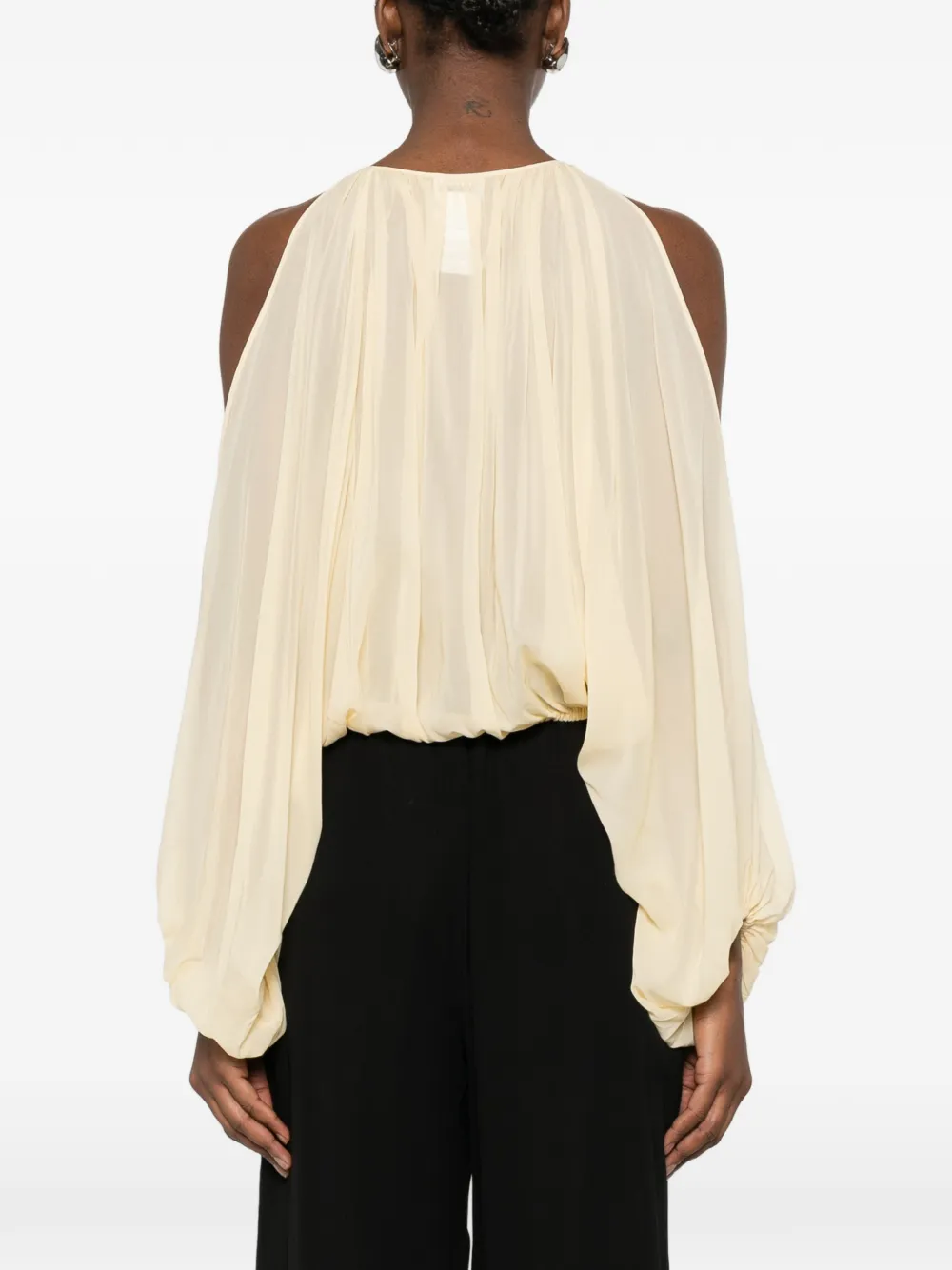 THE ANDAMANE Top met open schouders en trekkoord Beige