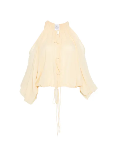 THE ANDAMANE cold-shoulder drawstring top