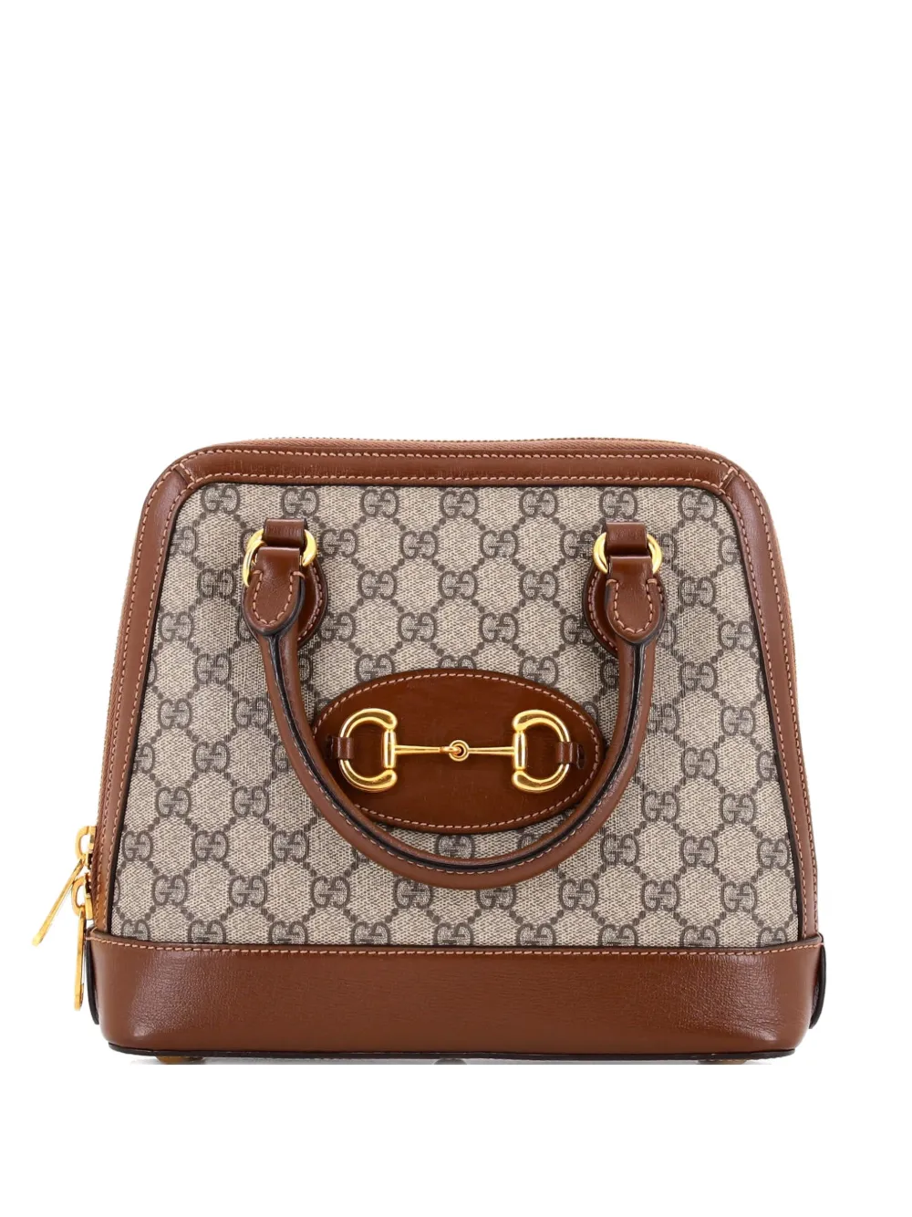 Gucci Pre-Owned Horsebit 1955 Top Handle Bag GG Coated Canvas with Leather Small satchel - Marrone