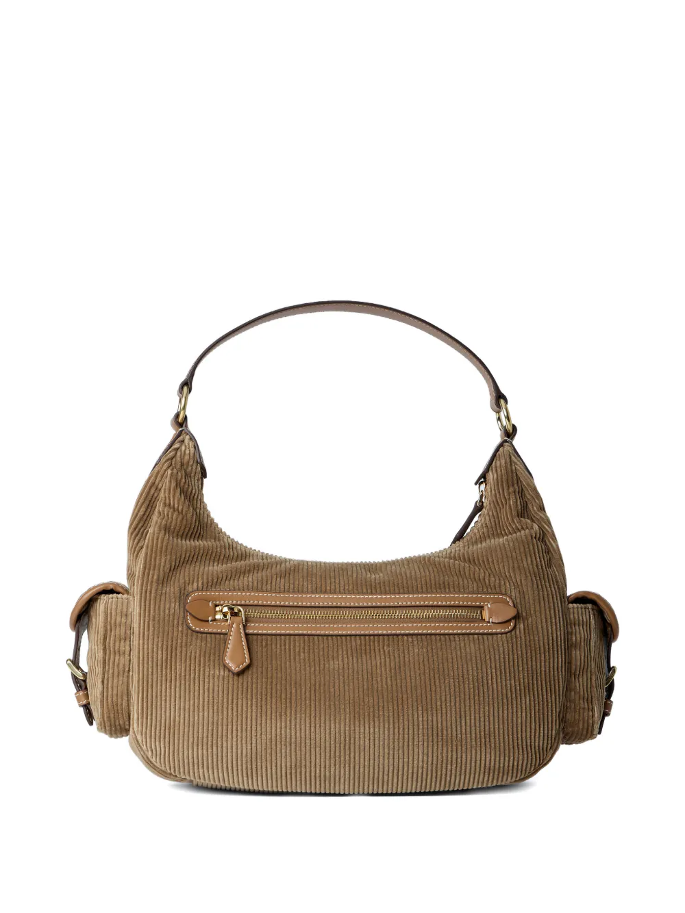 Miu Ribfluwelen schoudertas Beige