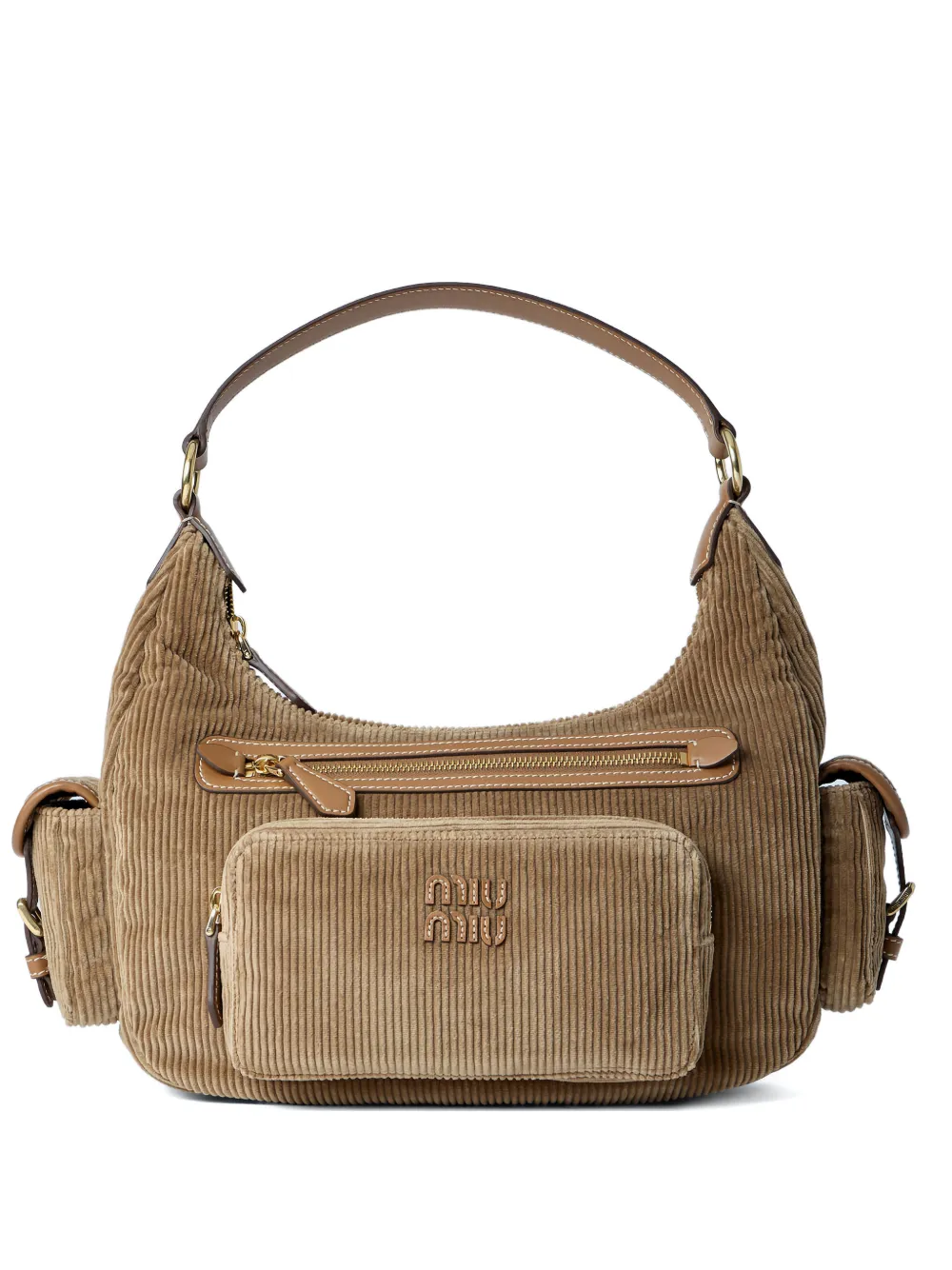 Miu Miu corduroy compartments shoulder bag - Toni neutri