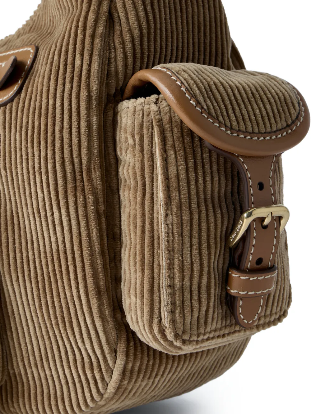 Miu Ribfluwelen schoudertas Beige