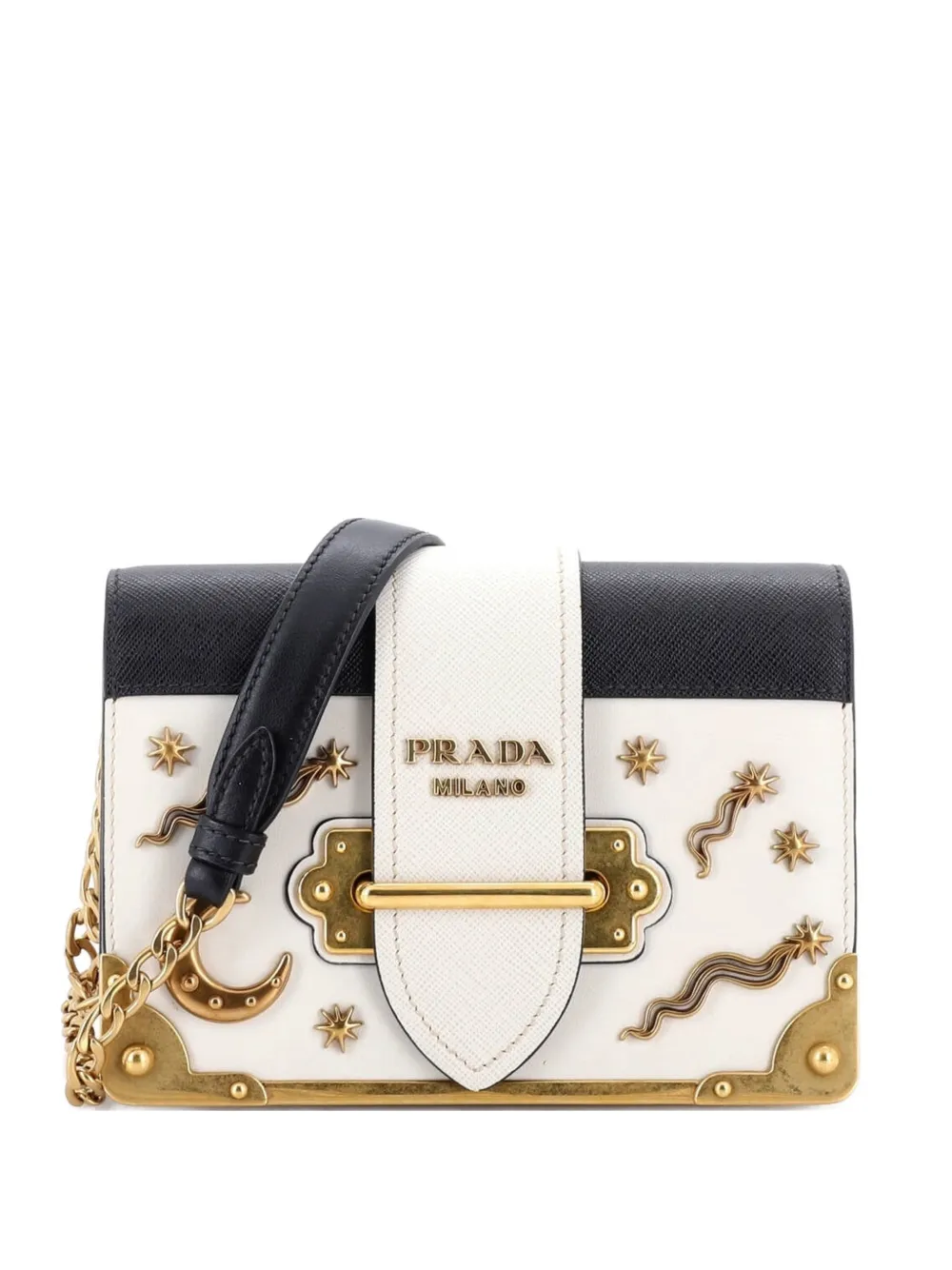 Prada Pre-Owned Cahier Embellished Leather Small crossbody bag - Nero