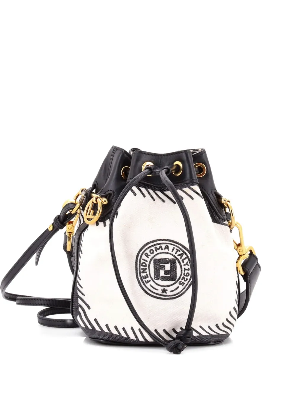 Fendi Pre-Owned Mon Tresor Joshua Vides Printed Coated Canvas Mini bucket bag - Bianco