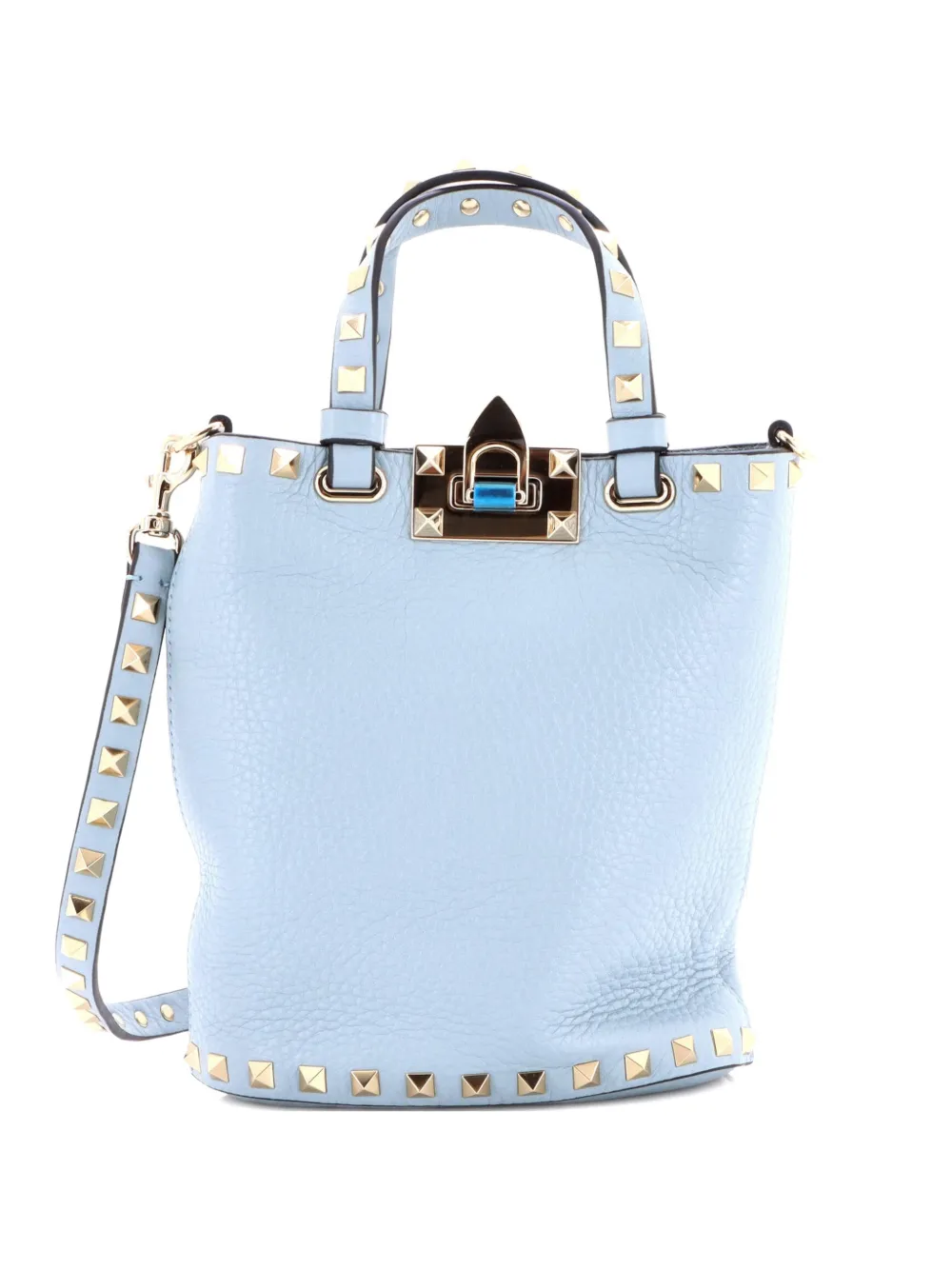 Valentino Garavani Pre-Owned Rockstud Crossbody Bag Leather Mini bucket bag - Blu