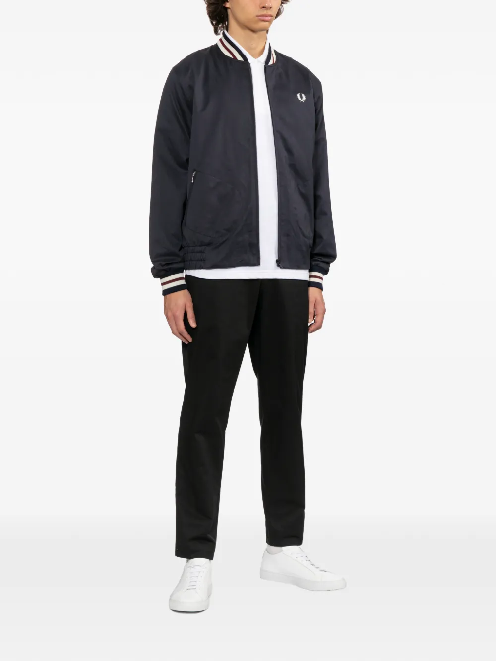 Fred Perry Bomberjack met geborduurd logo Blauw