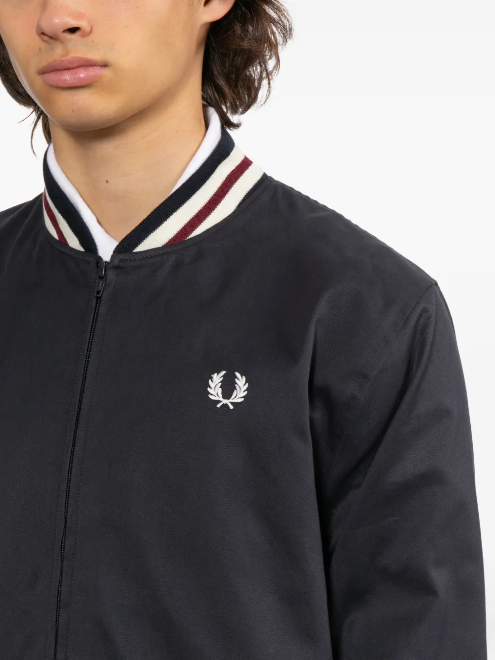 Fred Perry Bomberjack met geborduurd logo Blauw
