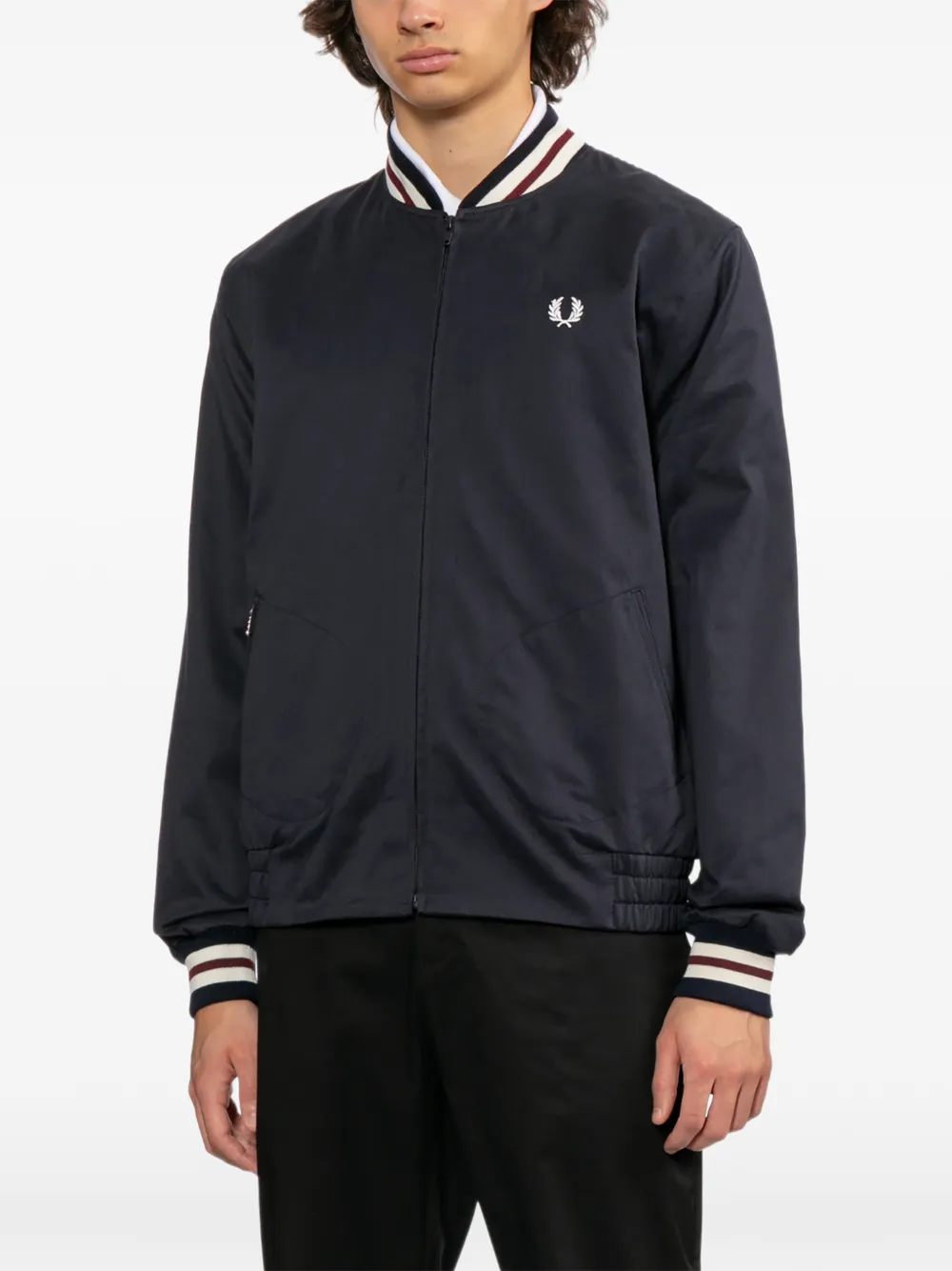 Fred Perry Bomberjack met geborduurd logo Blauw