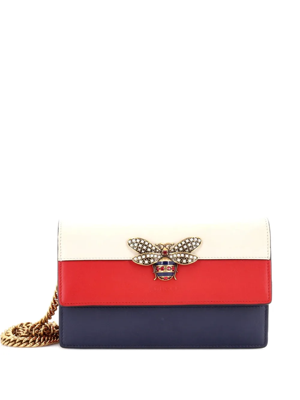 Gucci Pre-Owned Queen Margaret Chain Wallet Leather Mini crossbody bag - Blu