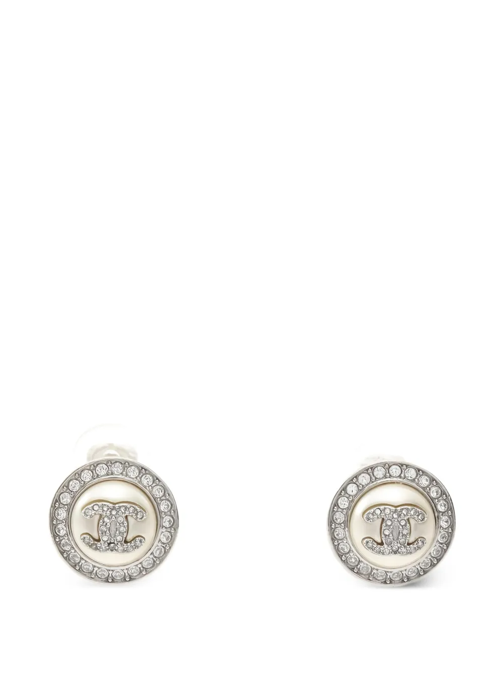 CHANEL Pre-Owned 1986-1988 crystal-embellishment earrings - Argento