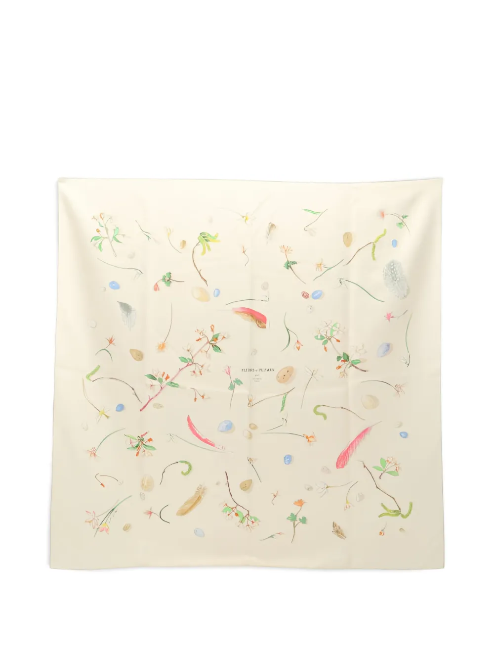 Hermès Pre-Owned 2010s 90 Fleurs Et Plumes silk scarf - Toni neutri