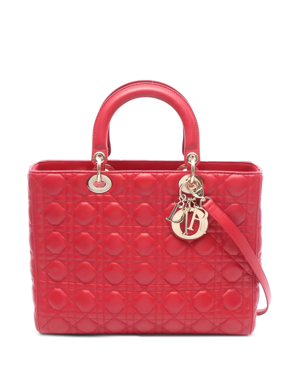 Christian Dior Pre-Owned large Lady Dior handbag - Rosso