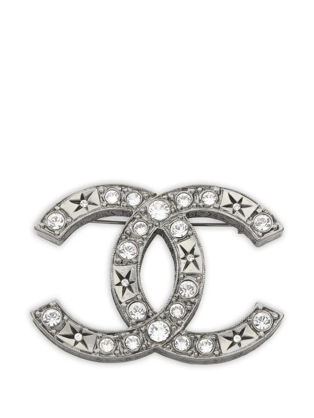 CHANEL Pre-Owned 1986-1988 CC rhinestone brooch - Argento