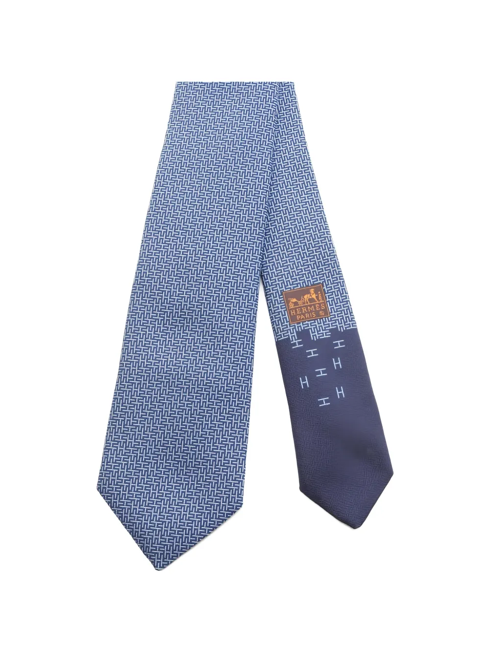 Pre-owned Hermes Geometrical Tie In Blue