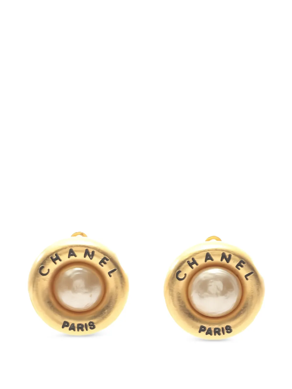 CHANEL Pre-Owned 1986-1988 logo-lettering earrings - Oro