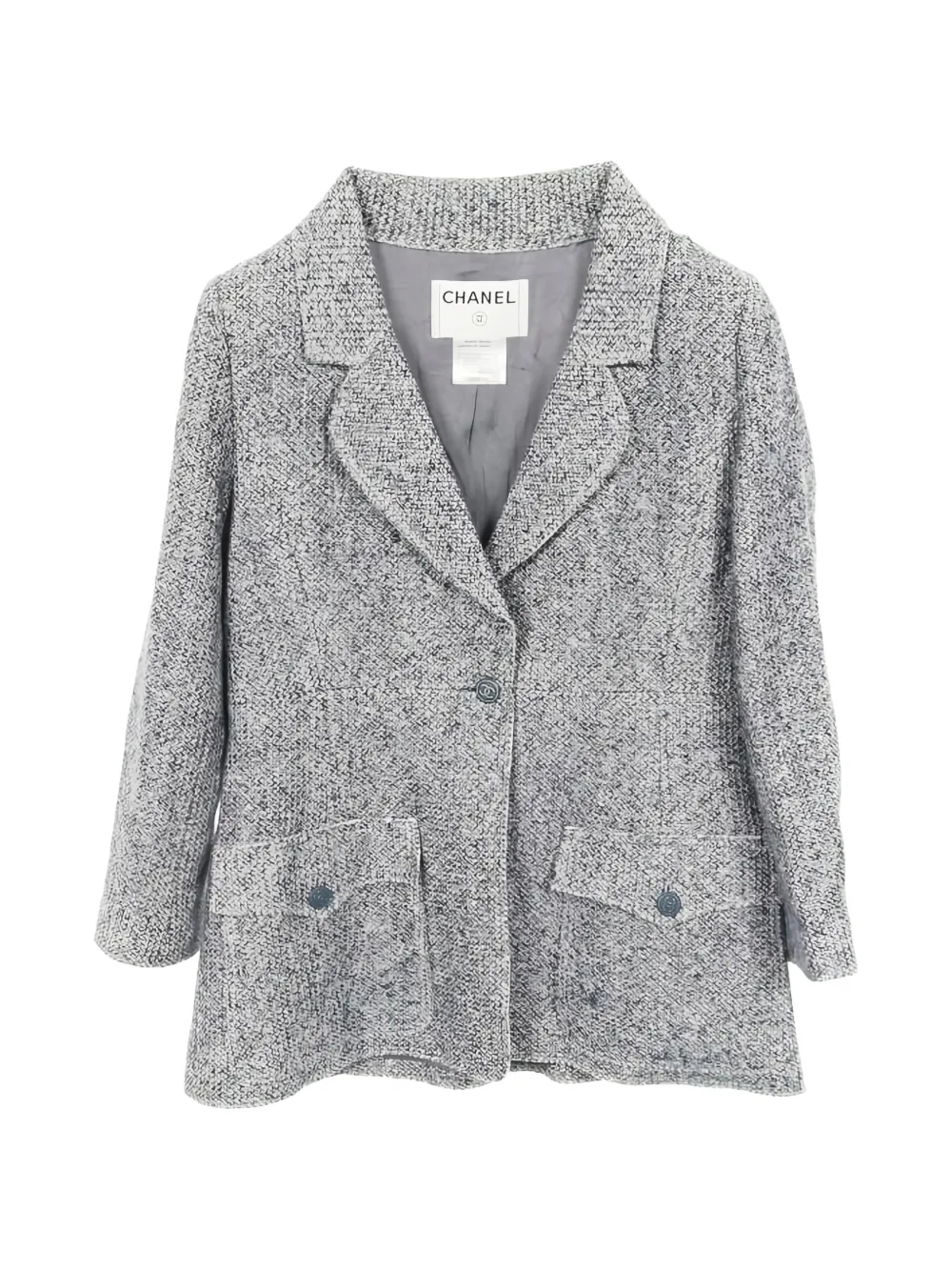 CHANEL Pre-Owned 1986-1988 tweed tailored coat - Blu