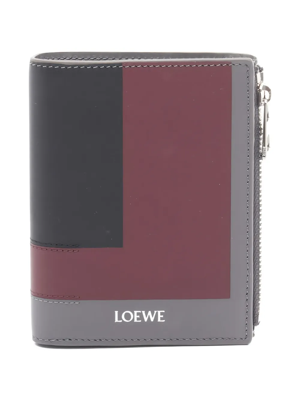 Pre-owned Loewe 2020s Slim Compact Bifold Wallet In Gray