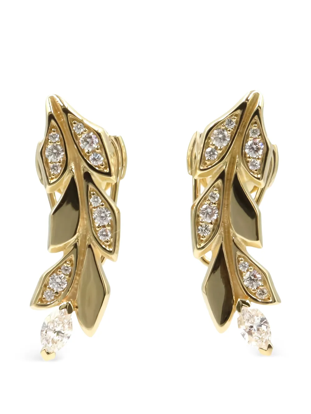 Van Climber Leaf Diamond Earrings