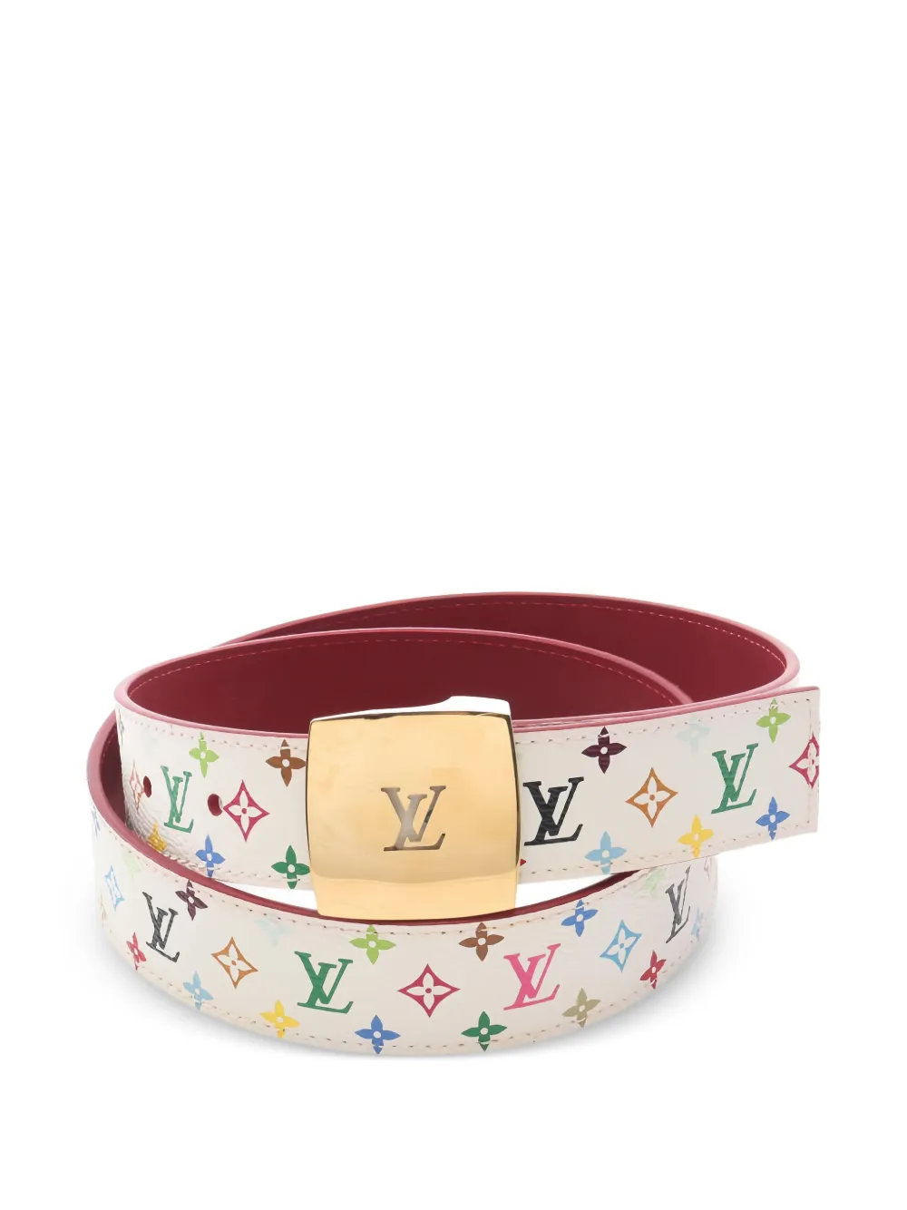 Louis Vuitton Pre-Owned x Takashi Murakami 2010s logo-detail belt - Bianco