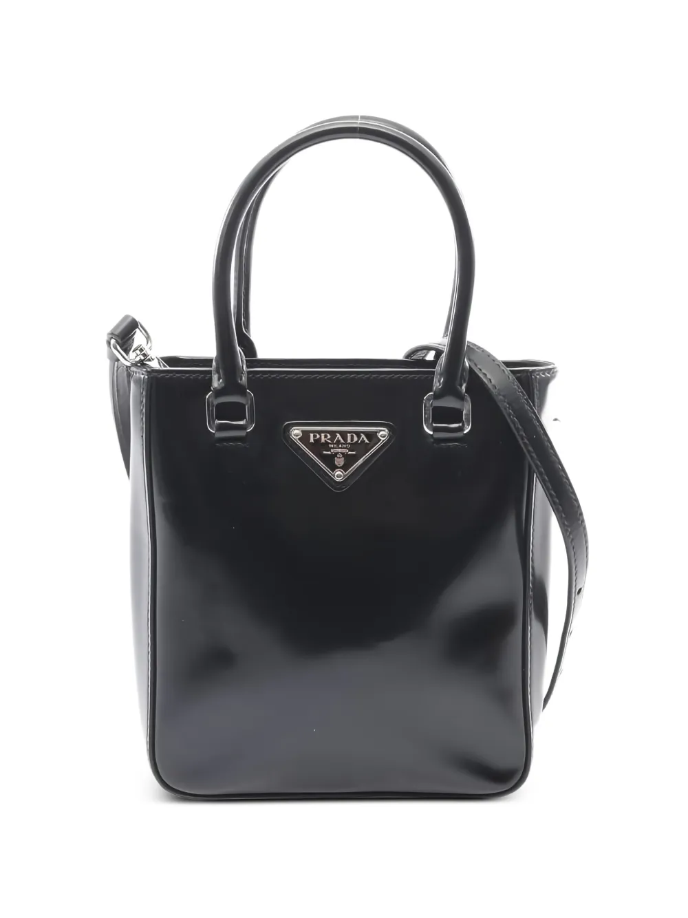 Prada Pre-Owned 2000s leather logo-plaque tote bag - Nero