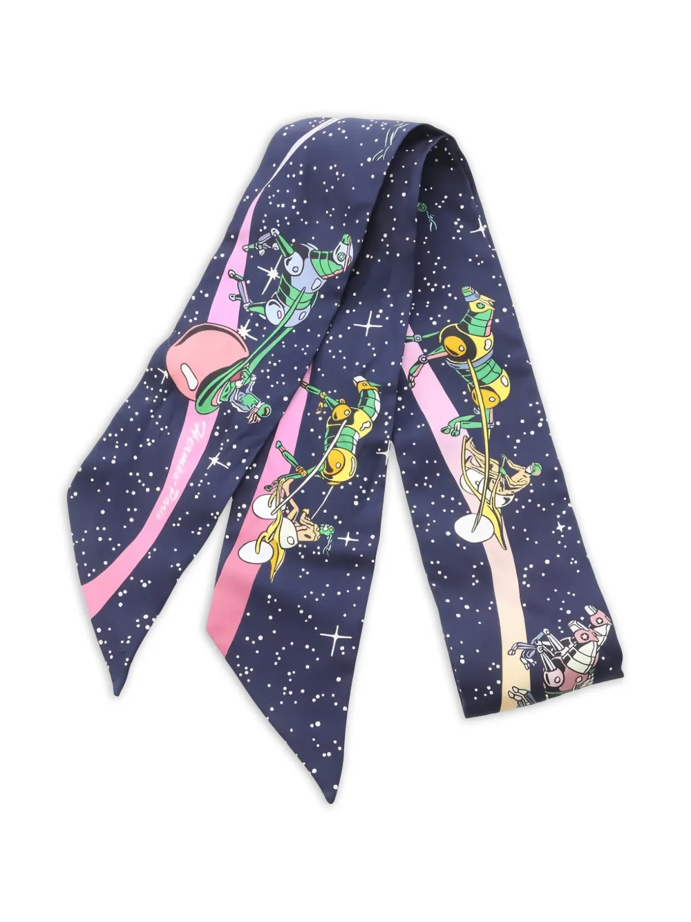 Hermès Pre-Owned 2010s Space Derby ribbon scarf - Blu