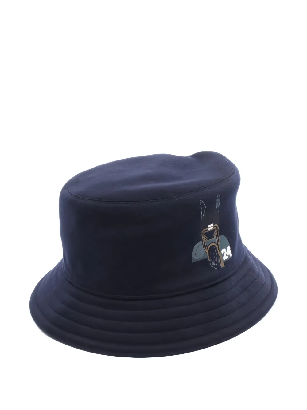 Pre-owned Hermes Fred Quarterb'h Graphic Bucket Hat In Blue