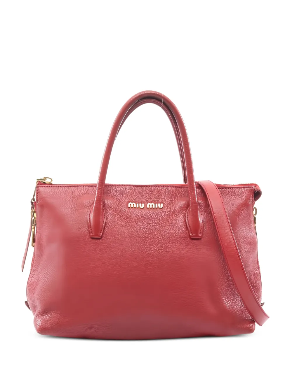 Miu Miu Pre-Owned 2000 top-handle leather tote bag - Rosso
