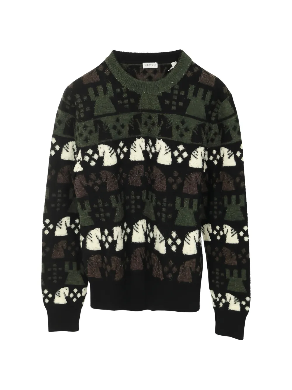 Pre-owned Burberry 2020s Crew-neck Horse Pattern Sweater In Black