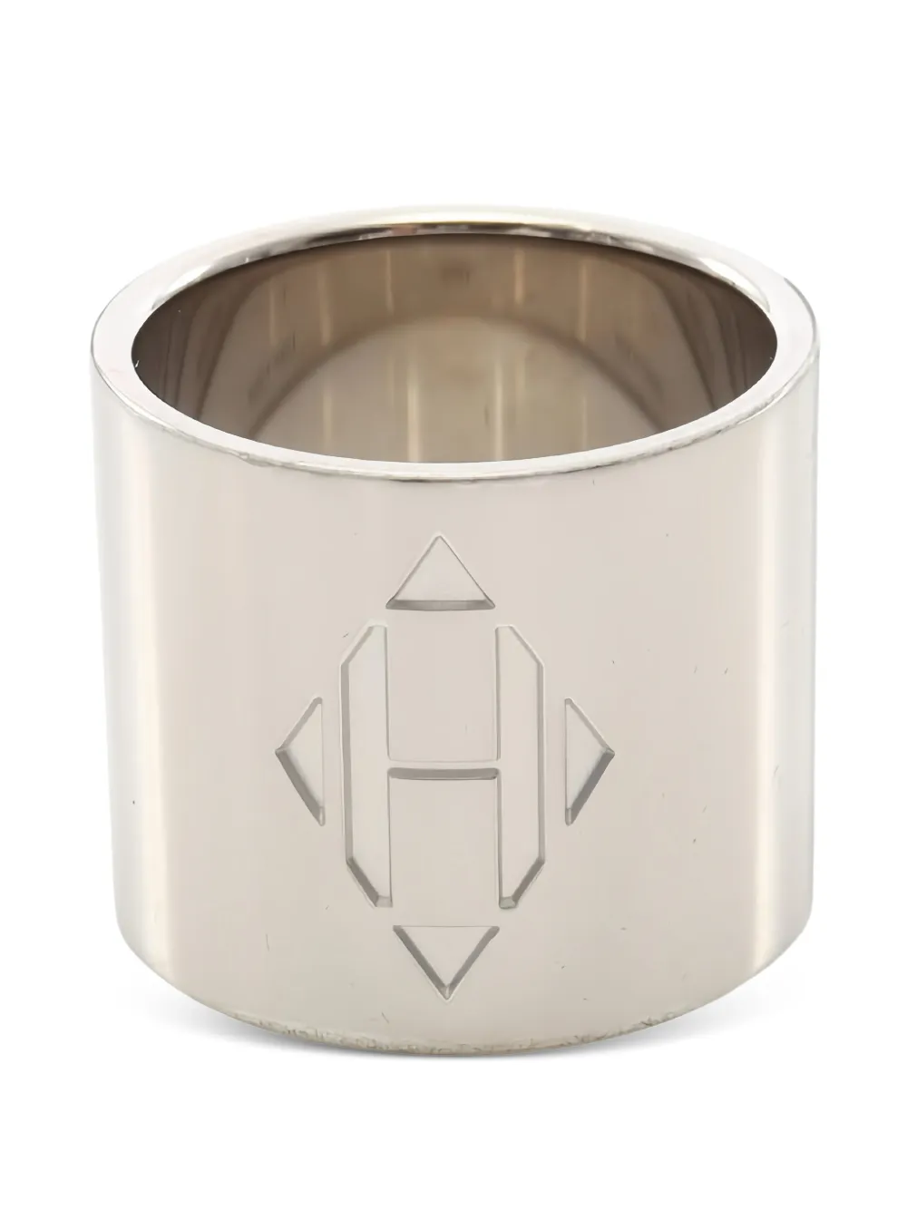 Pre-owned Hermes 2010s H Diamant Ring In Silver