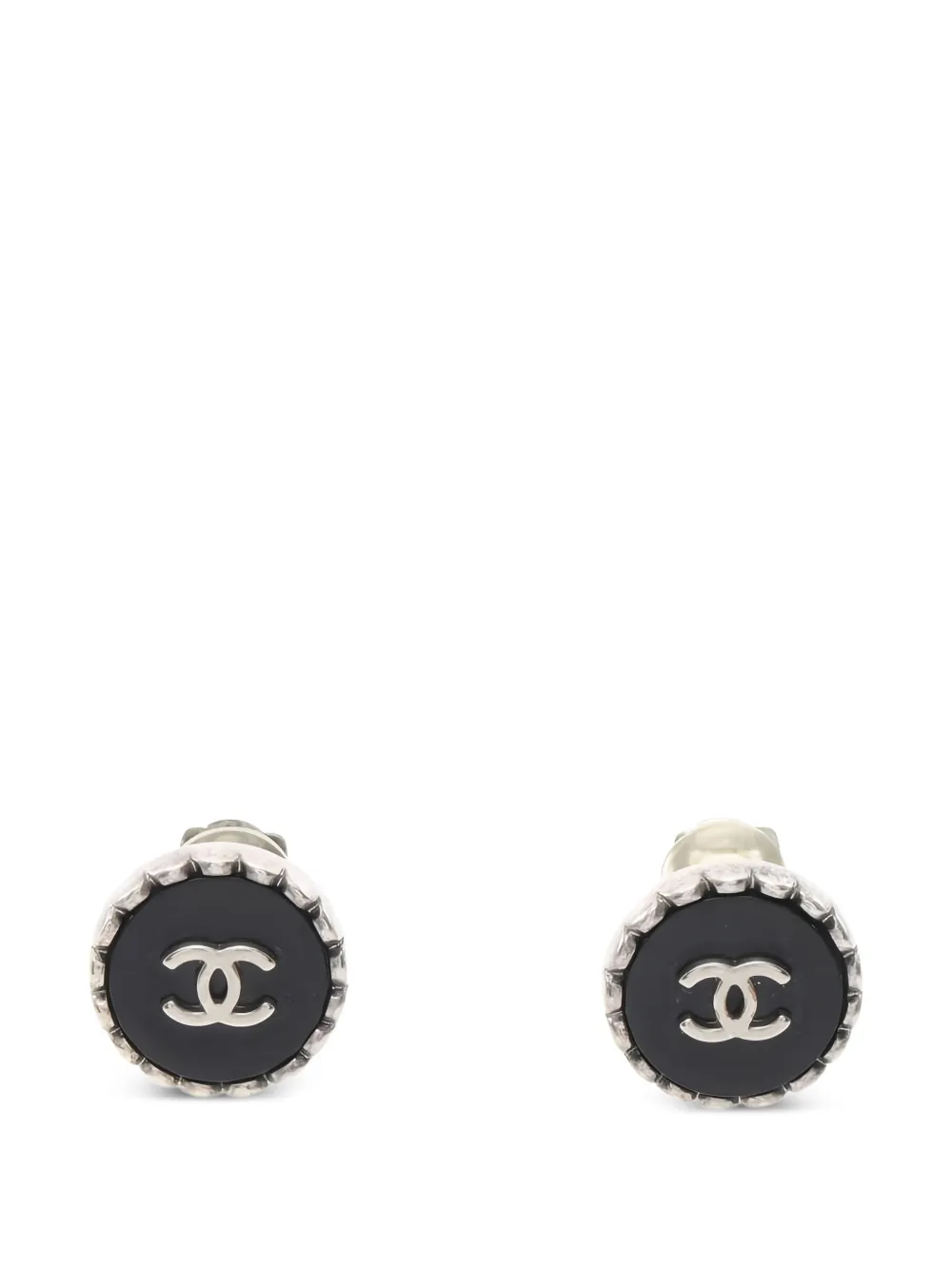 CHANEL Pre-Owned 1986-1988 logo clip-on earrings - Nero