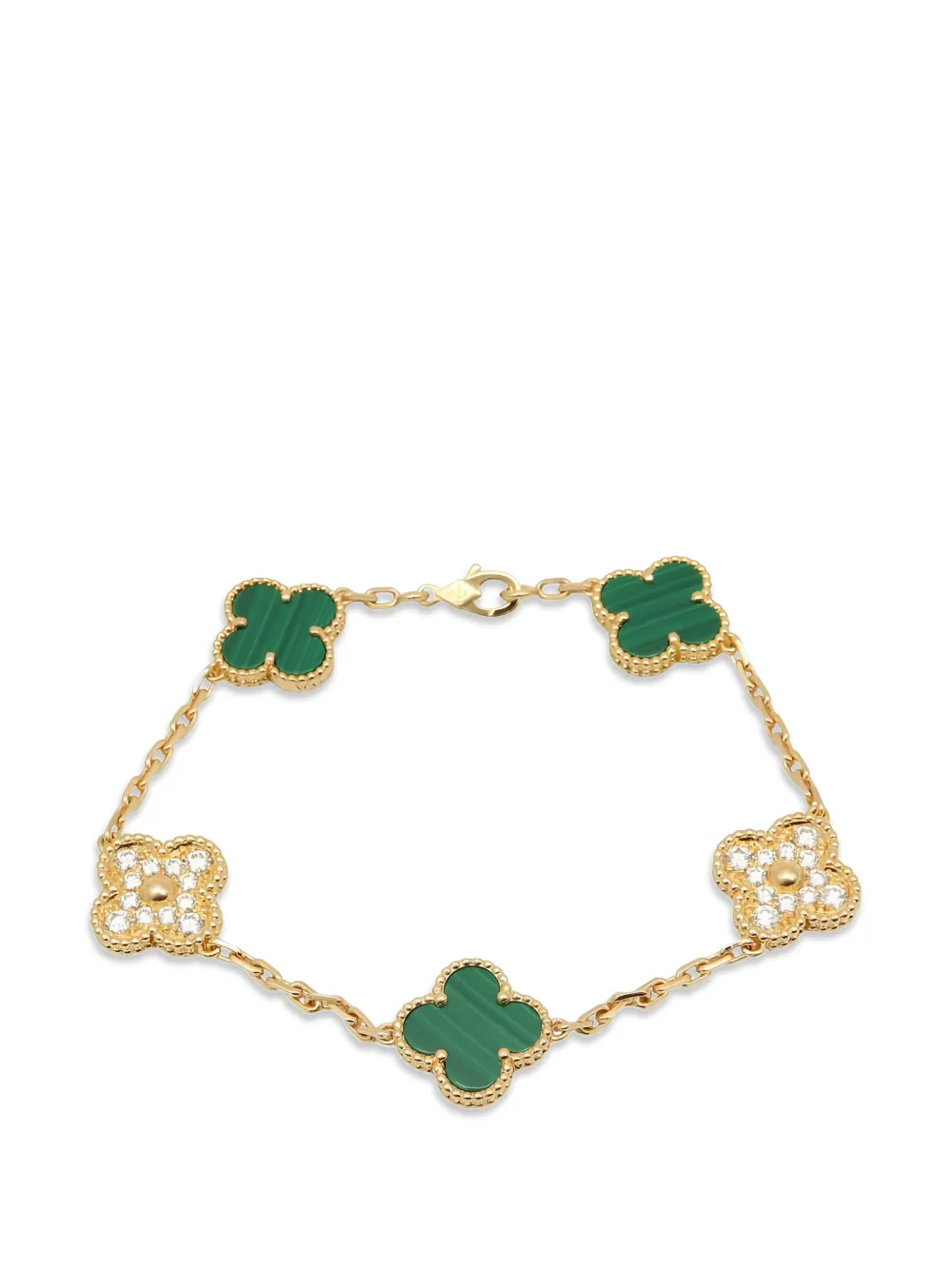 Van Cleef & Arpels Pre-Owned 2010s Alhambra malachite diamond bracelet - Oro