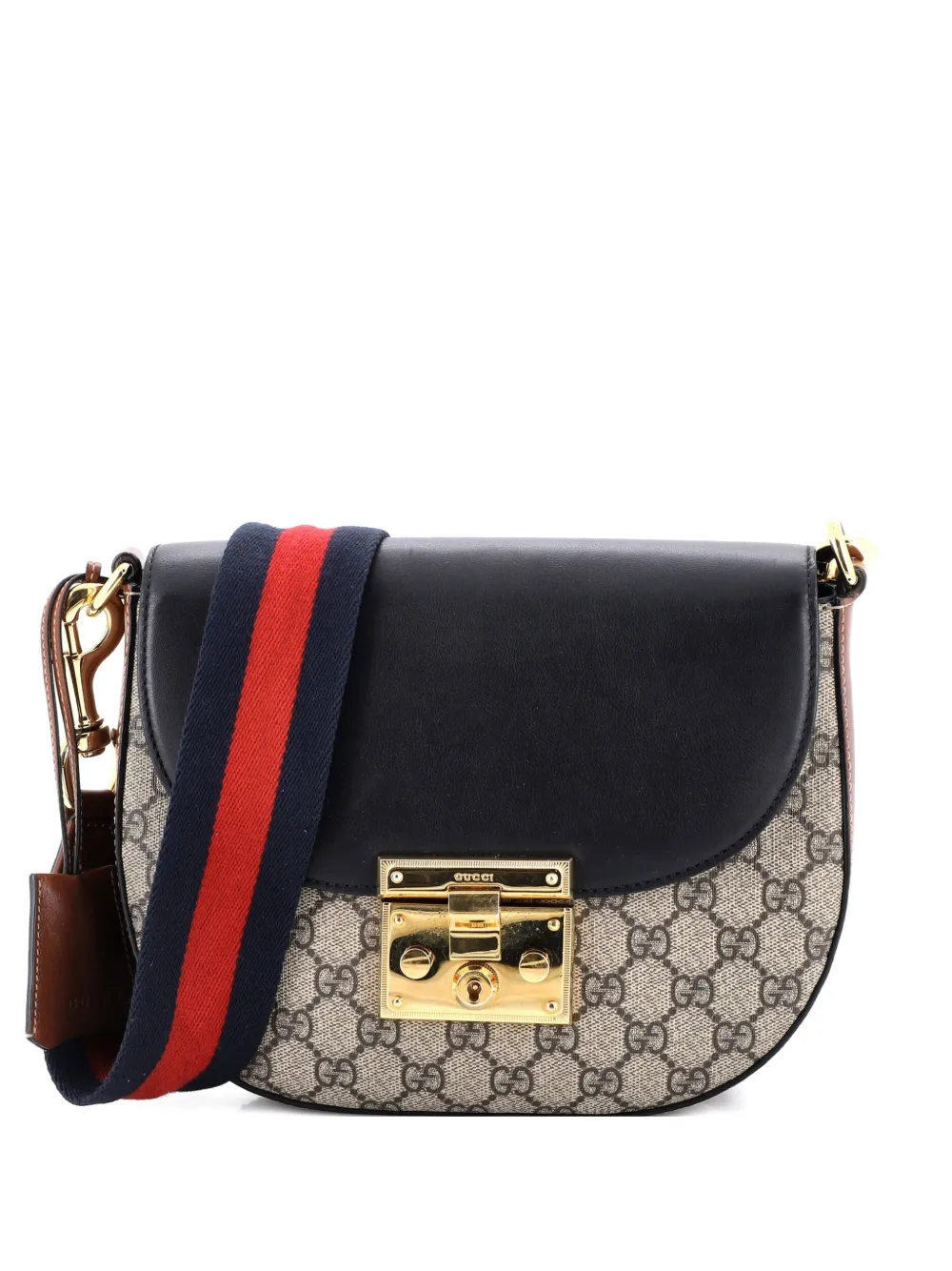 Gucci Pre-Owned Padlock Saddle Shoulder Bag GG Coated Canvas and Leather Medium crossbody bag - Marrone