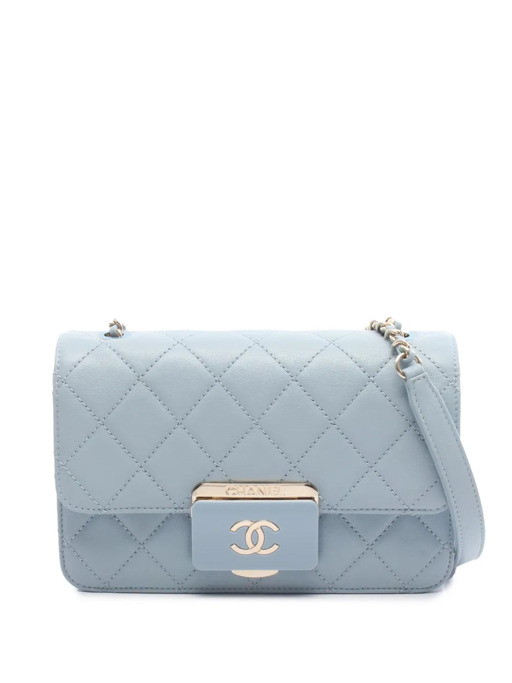 CHANEL Pre-Owned 2016-2017 Quilted Lambskin Beauty Lock Flap crossbody bag - Blu