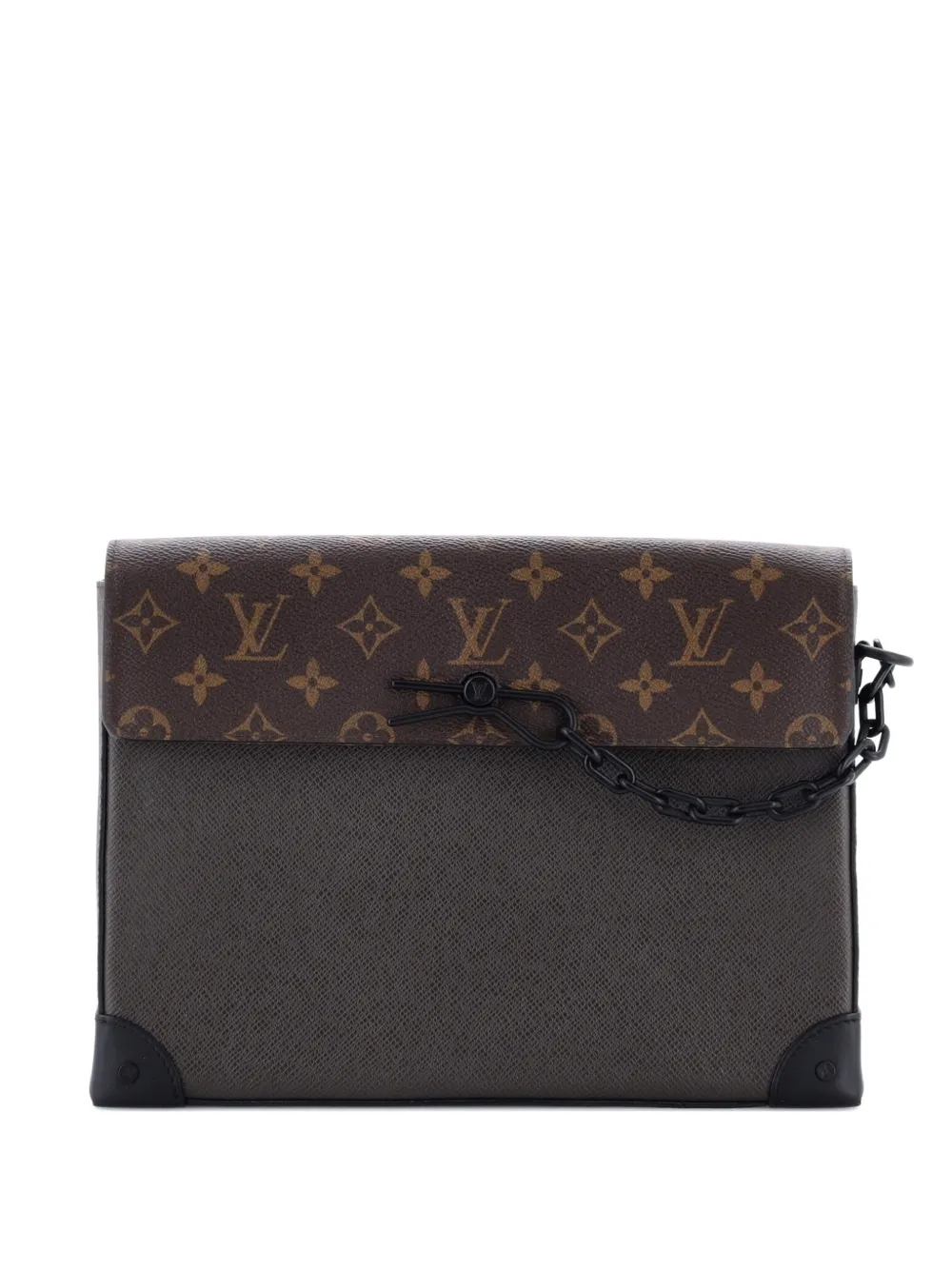 Louis Vuitton Pre-Owned Pochette Voyage Steamer Leather and Monogram Canvas clutch bag - Marrone