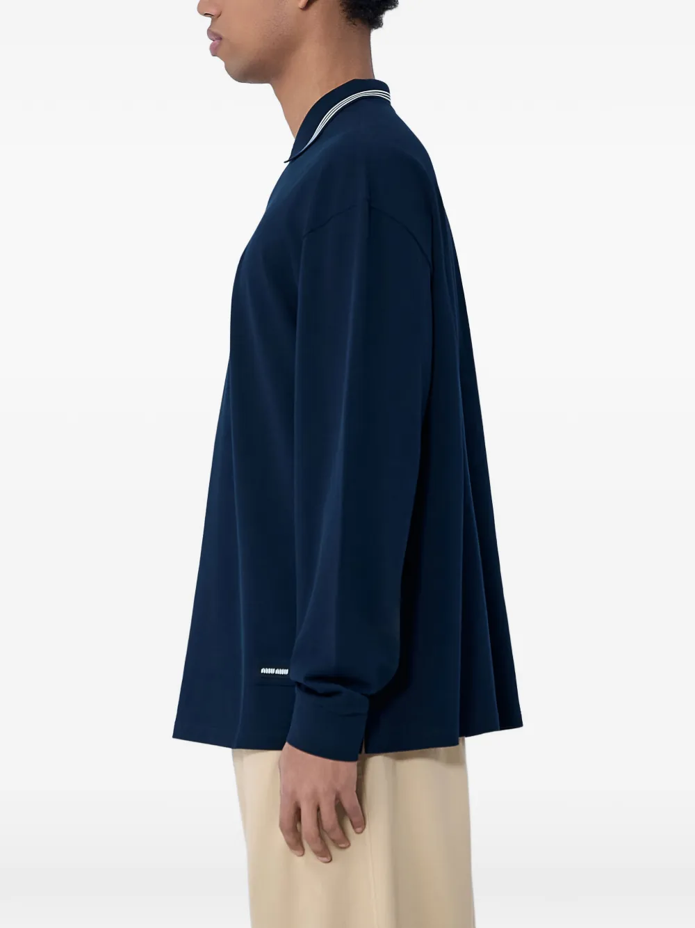 Miu Poloshirt met halve rits Blauw