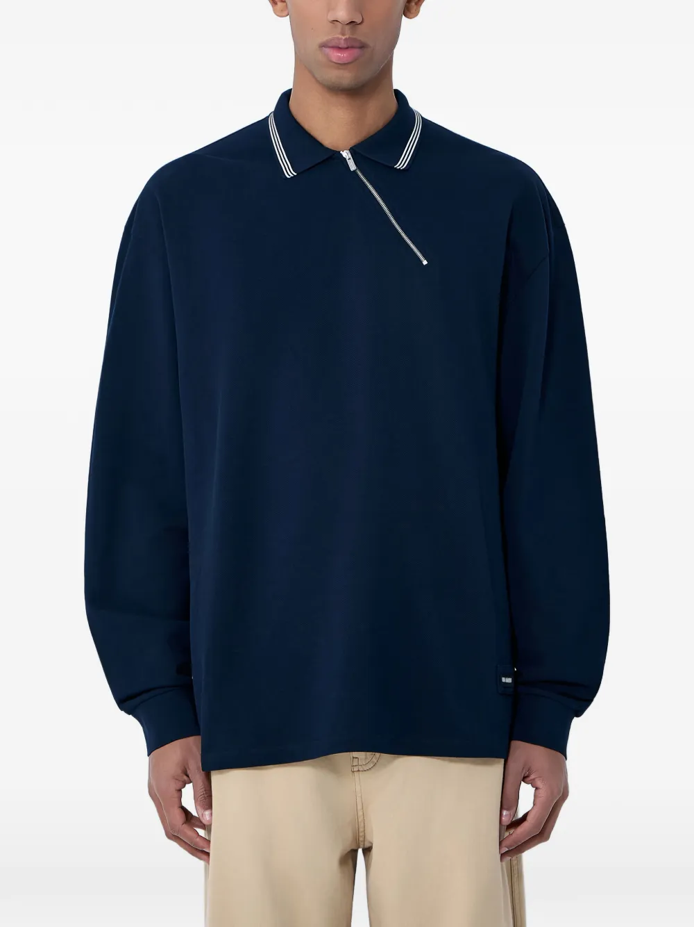 Miu Miu half-zip ribbed collar polo shirt - Blu