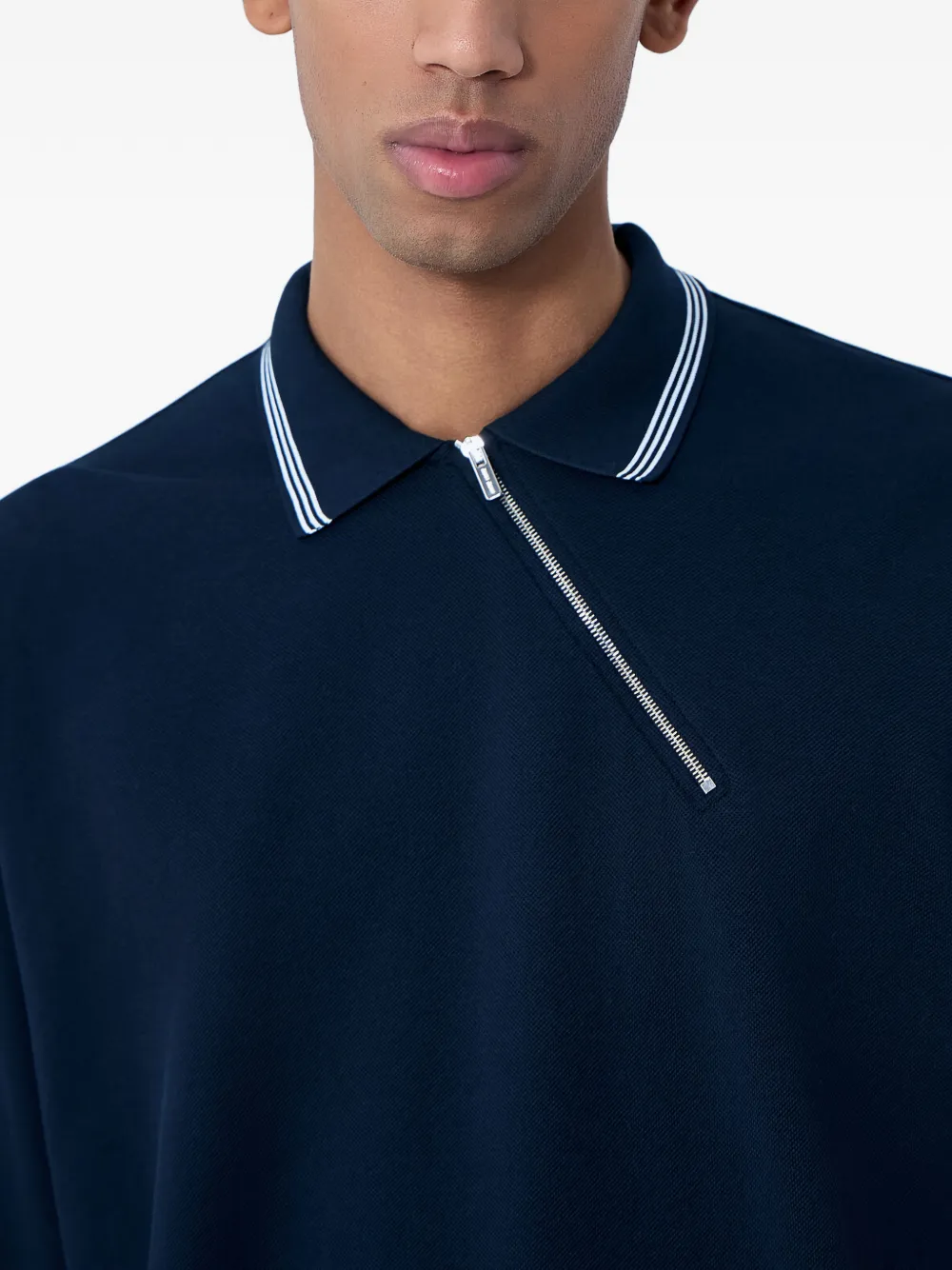Miu Poloshirt met halve rits Blauw