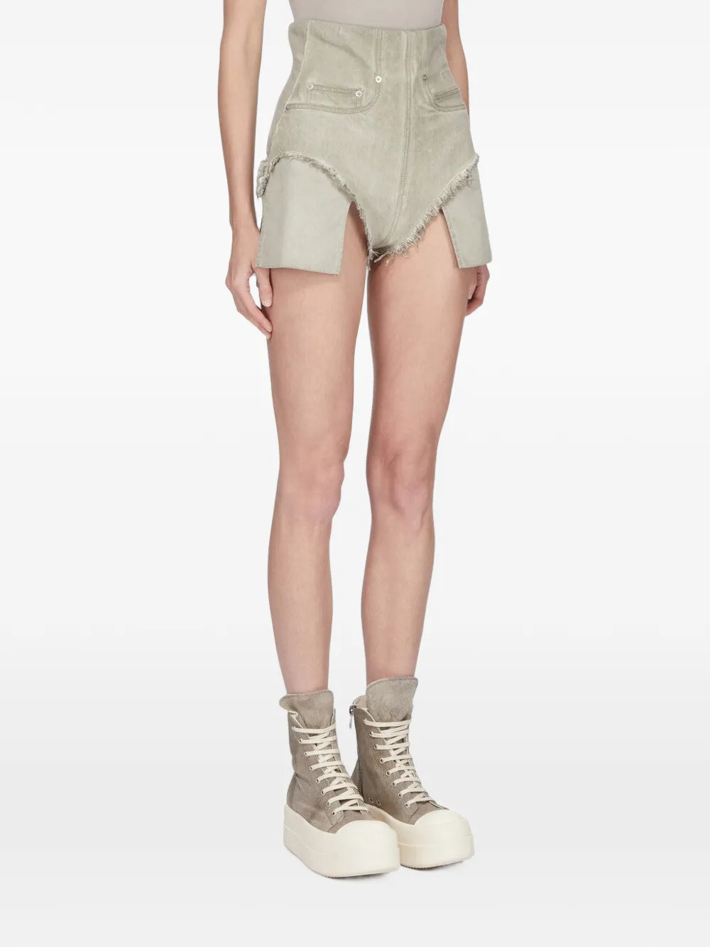 Rick Owens DRKSHDW Shorts met franje Beige