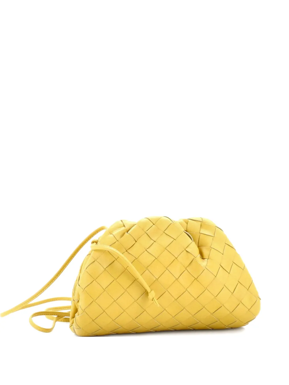 Pre-owned Bottega Veneta The Pouch Intrecciato Nappa Mini Crossbody Bag In Yellow