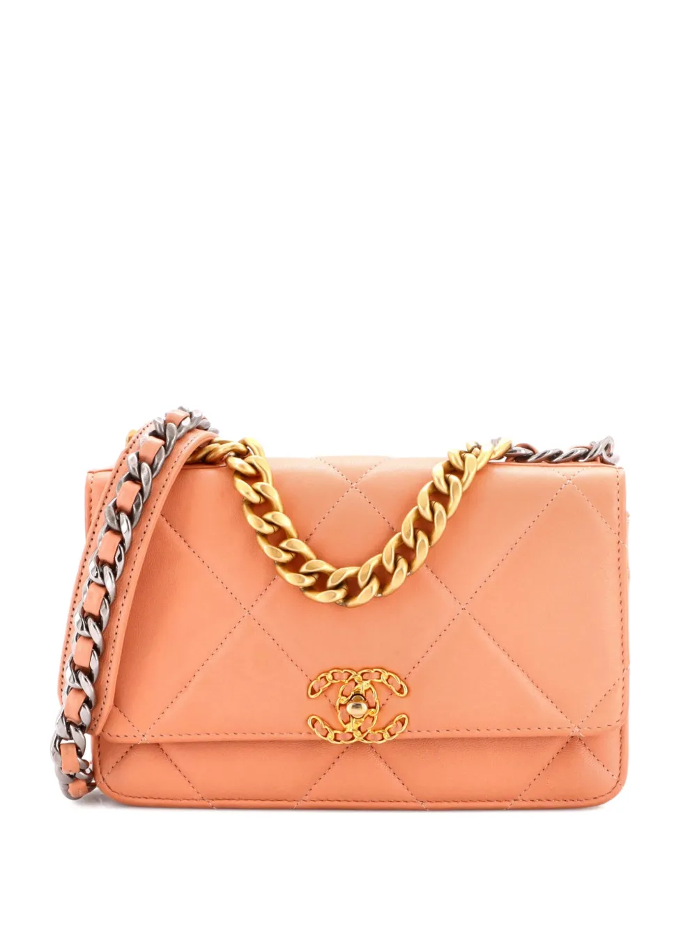 CHANEL Pre-Owned 19 Wallet on Chain Quilted Lambskin crossbody bag - Rosa