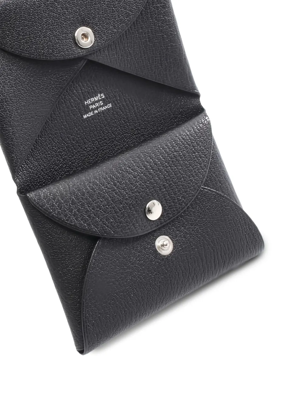  Hermès Pre-owned 2025 Calvi Duo Textured Coin Purse - Black 