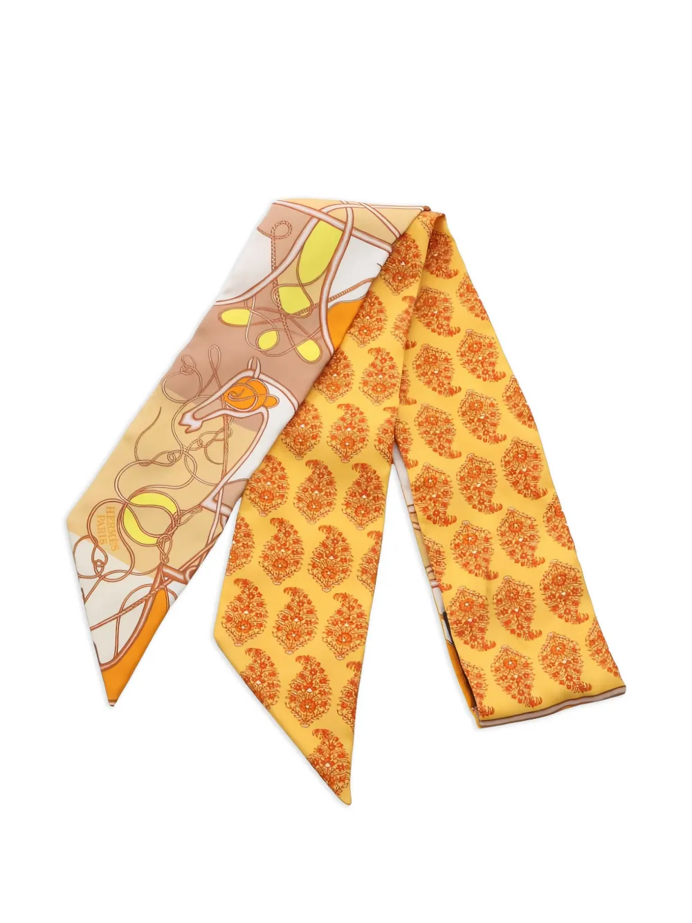 Hermès Pre-Owned 2010s Twilly Coup de Fouet au Bloc scarf - Giallo