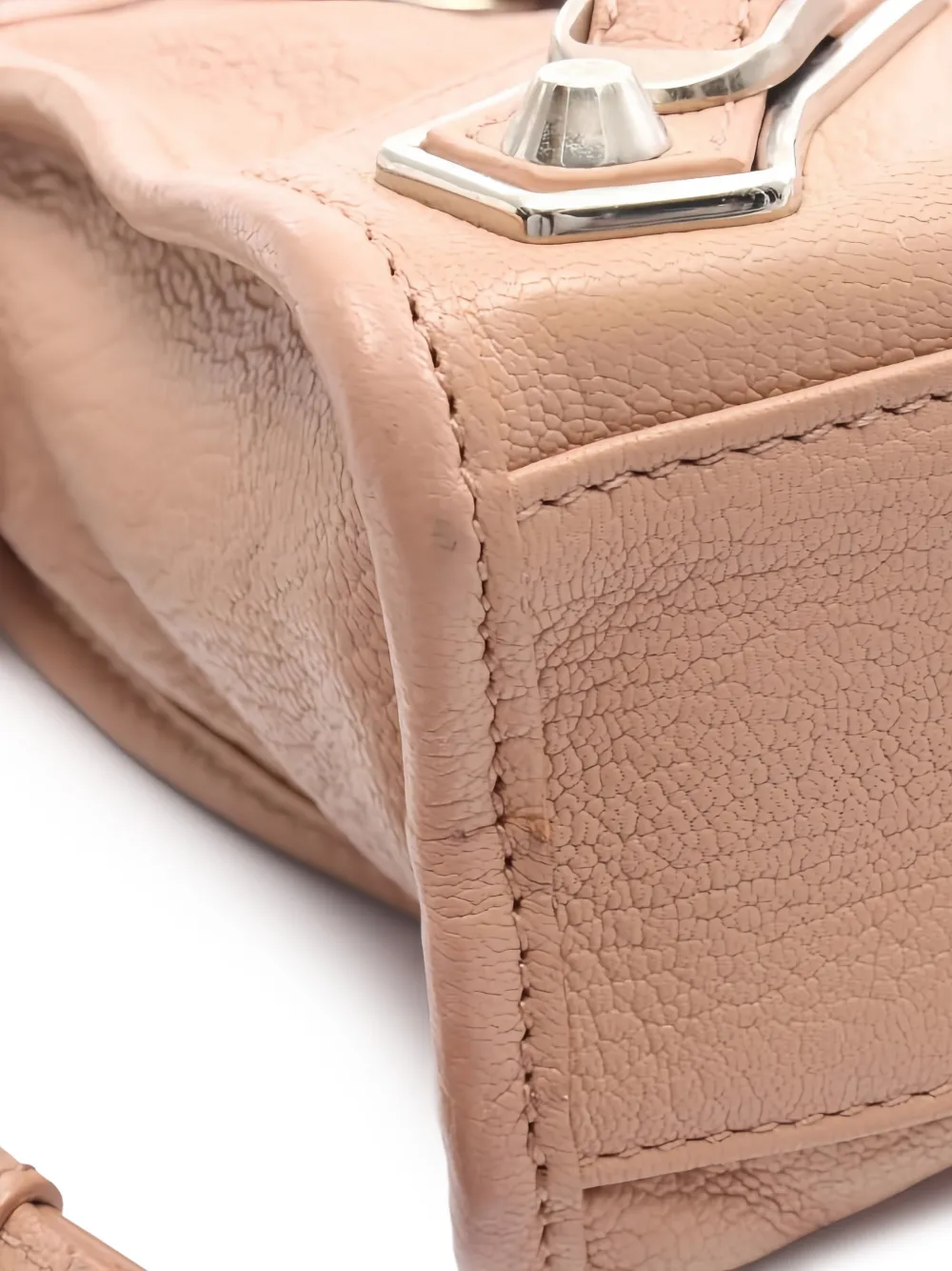 Classic Metallic Edge Leather City Handbag