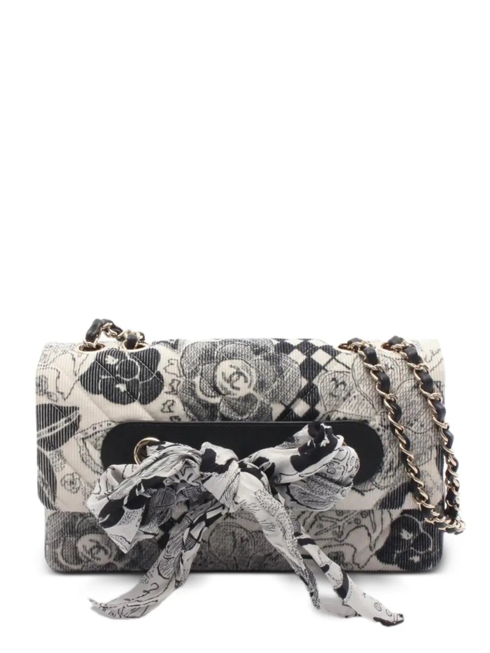 CHANEL Pre-Owned 2018-2019 corduroy chain-strap shoulder bag - Bianco