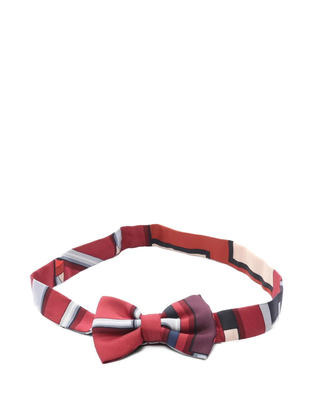 Pre-owned Hermes 2010s Striped Bow Tie In Red